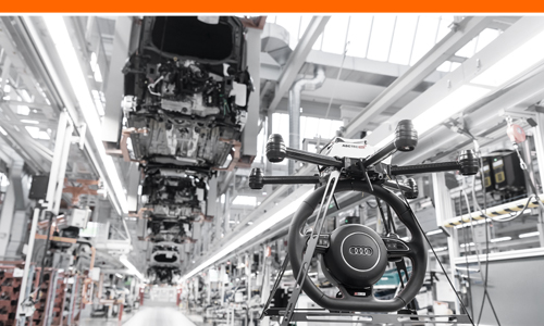 Audi drone steering wheel smart factory manufacturing