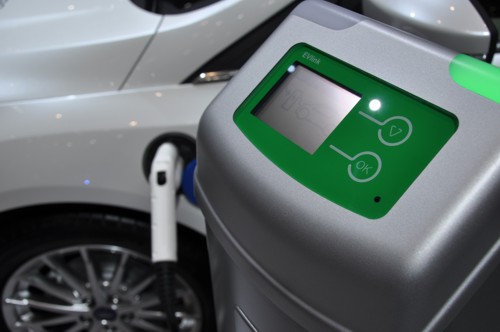 Electric car charging green