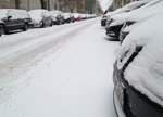 Snowed in street Berlin Germany