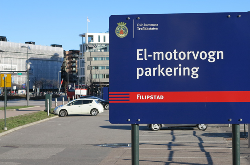 Electric motoring car park Oslo Norway