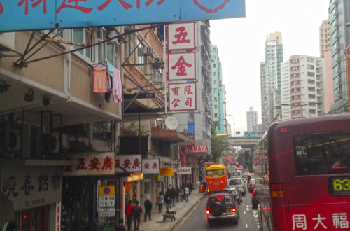 Hong Kong traffic March 2015 red bus