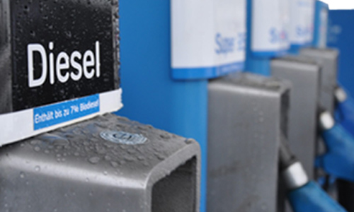 Diesel fuel pumps blue winter